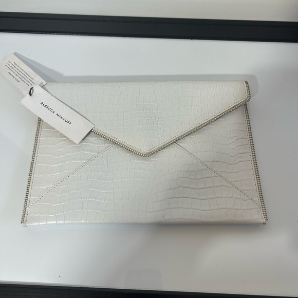 NWT LEO CLUTCH OPTIC WHITE REBECCA MINKOFF WITH DUST BAG - Picture 6 of 11
